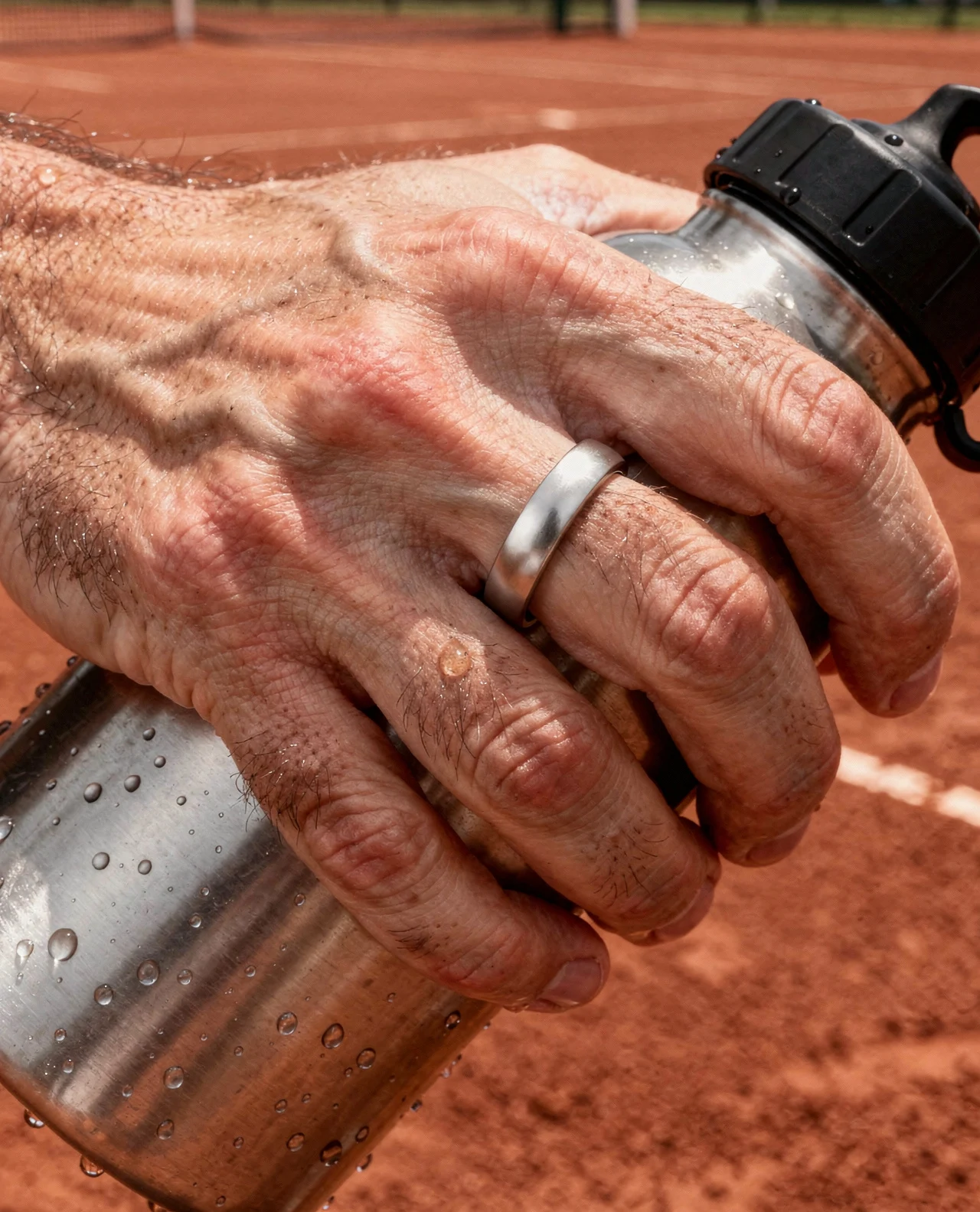 Wassertropfen auf der Hand mit Ring — Wasserfest bis 100m